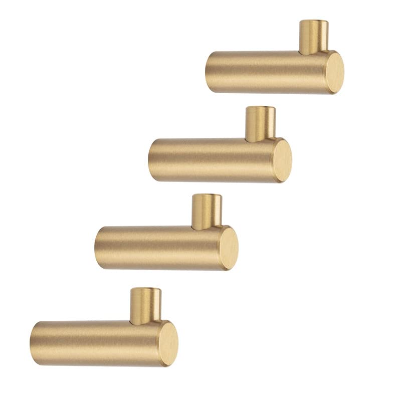 IVAILEX 4 Pack Decorative Wall Hooks Gold Towel and Coat Hooks Solid Brass for Hanging (L-Shaped) - Image 5